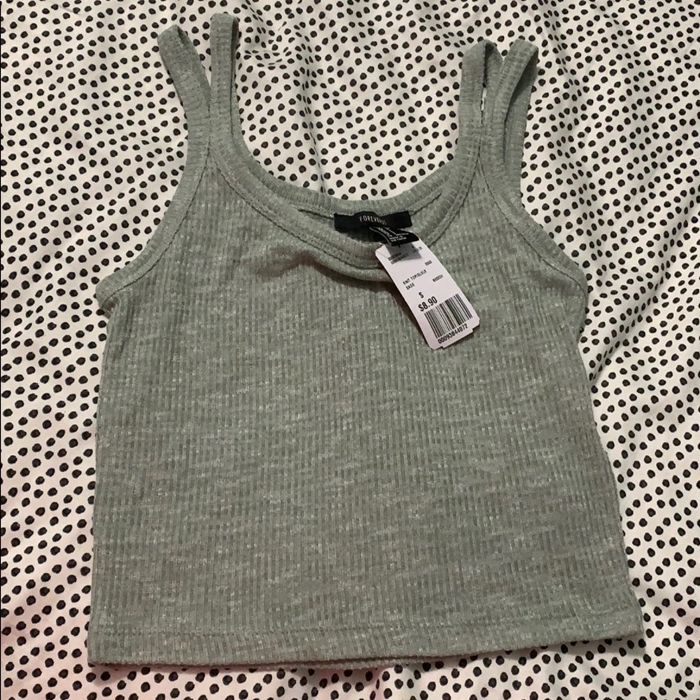Sea Green Ribbed Tank Top